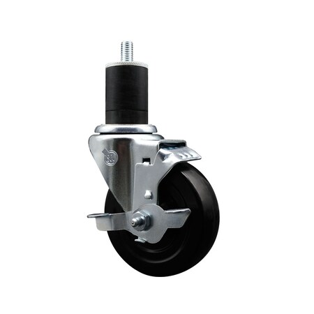 Service Caster 4'' SS Hard Rubber Swivel 1-3/4'' Expanding Stem Caster with Brake SCC-SSEX20S414-HRS-TLB-134
